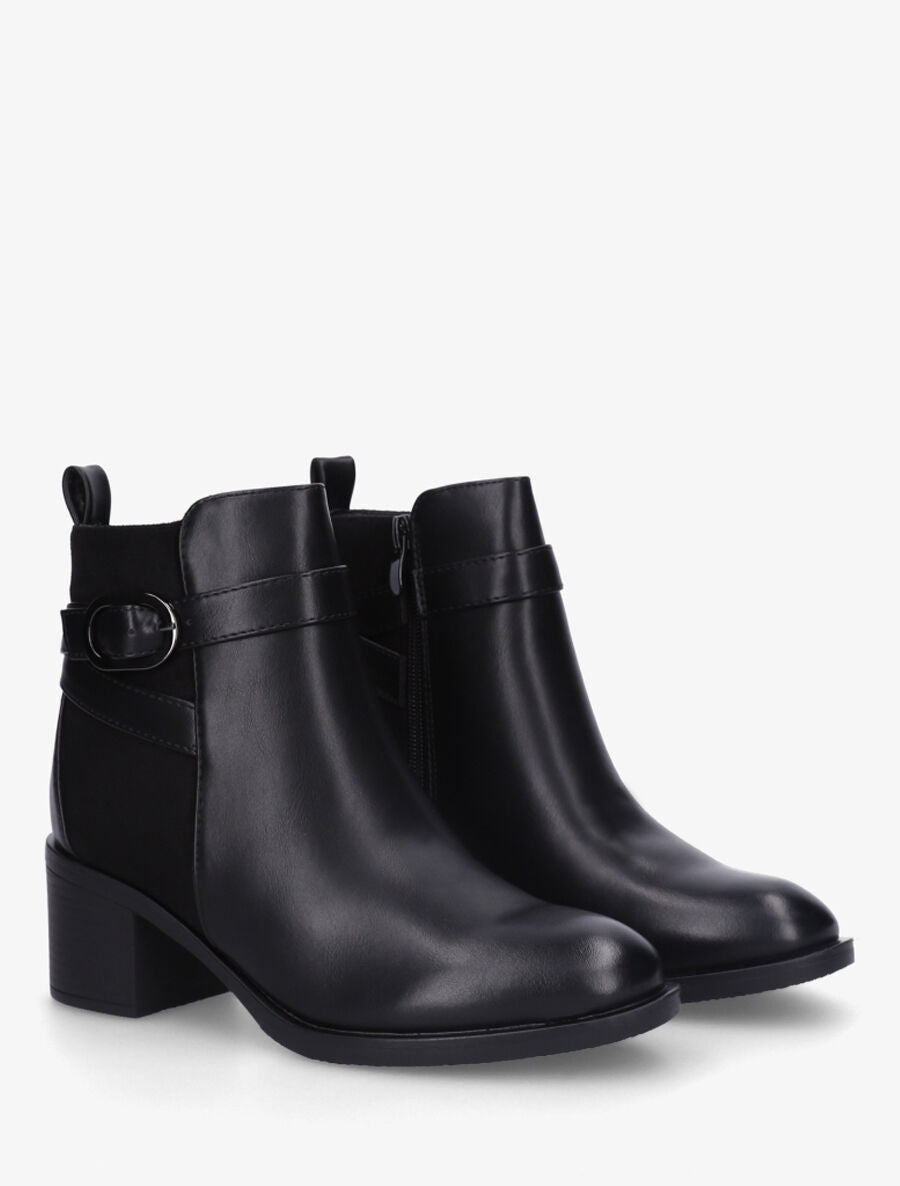 Bottines bimatière à talon - Noir - 4