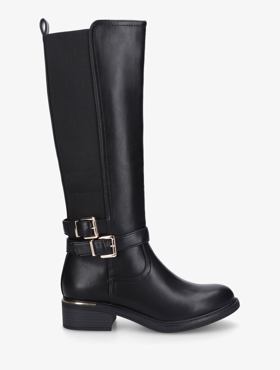 Bottes élastiquées à double sangles et empiècement métal - Noir - 1