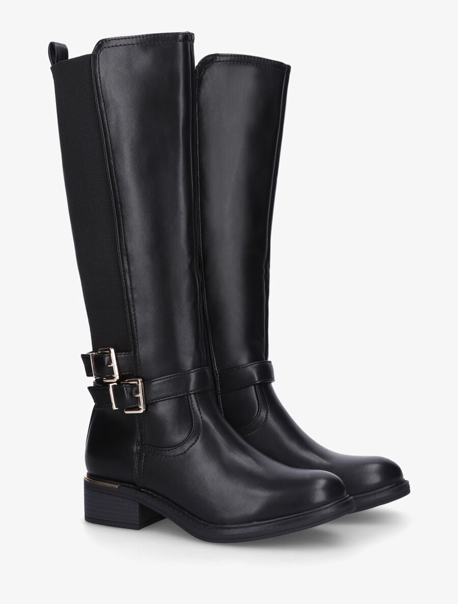 Bottes élastiquées à double sangles et empiècement métal - Noir - 4