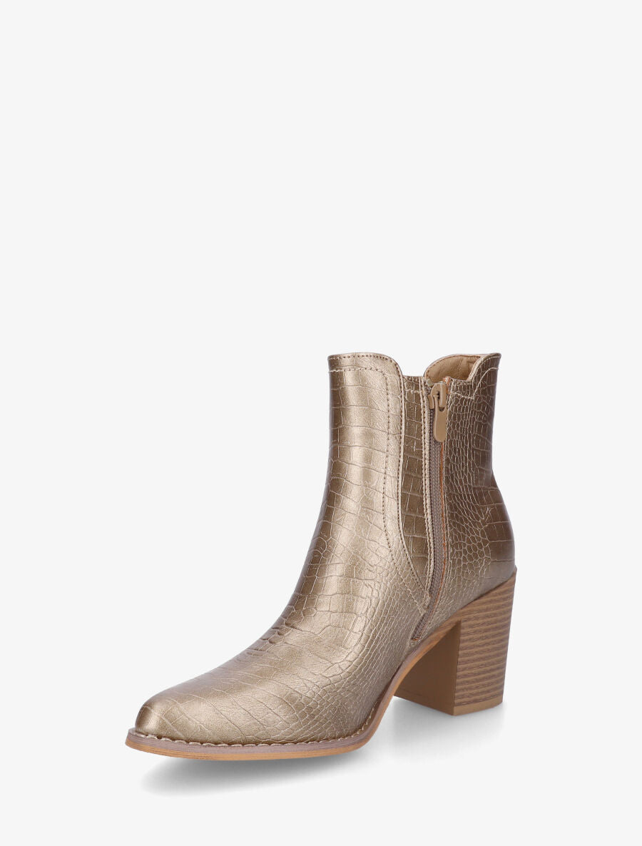 Bottines élastiquées imprimé croco - Or - 3