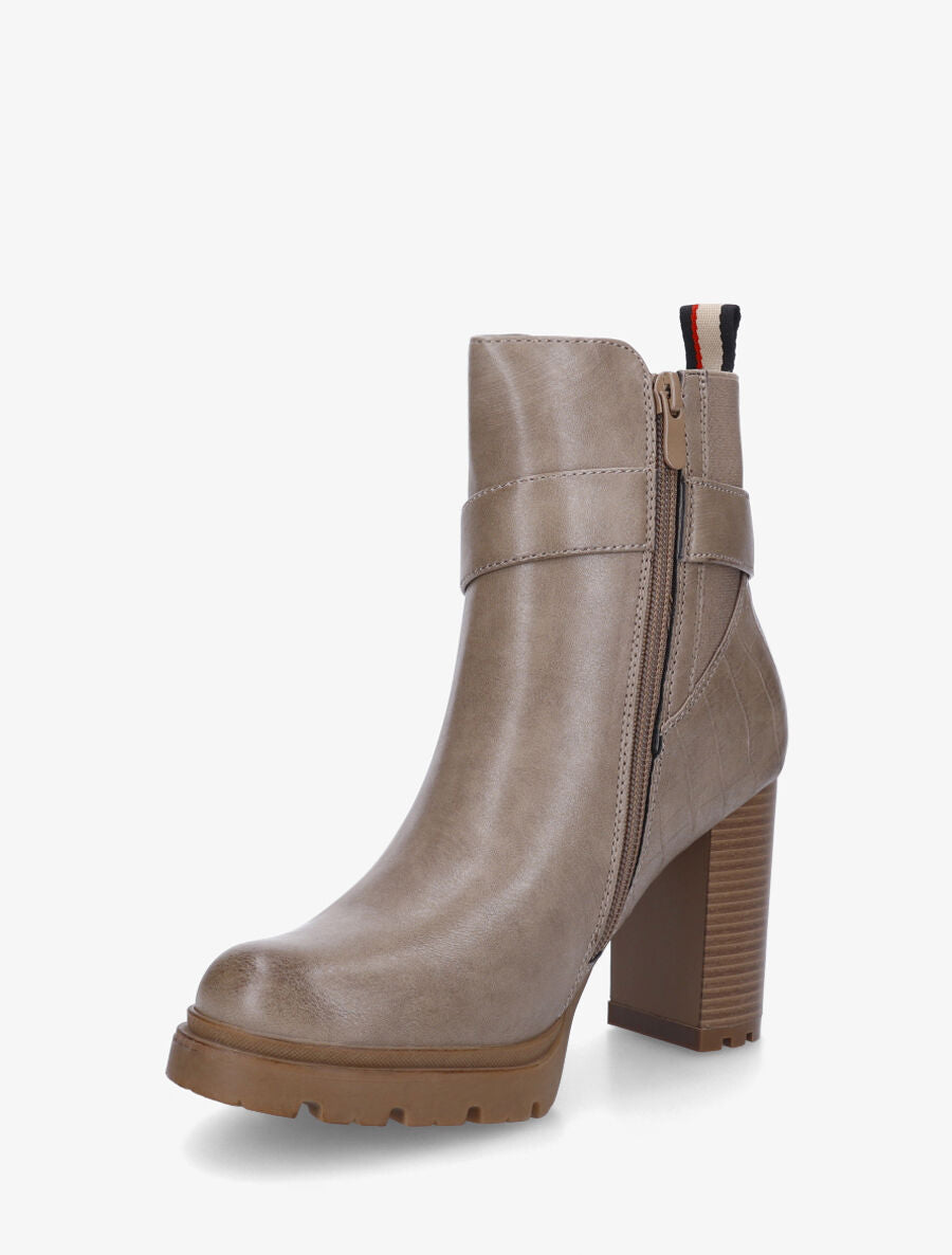 Bottines unies élastiquées à talon haut - Taupe - 3