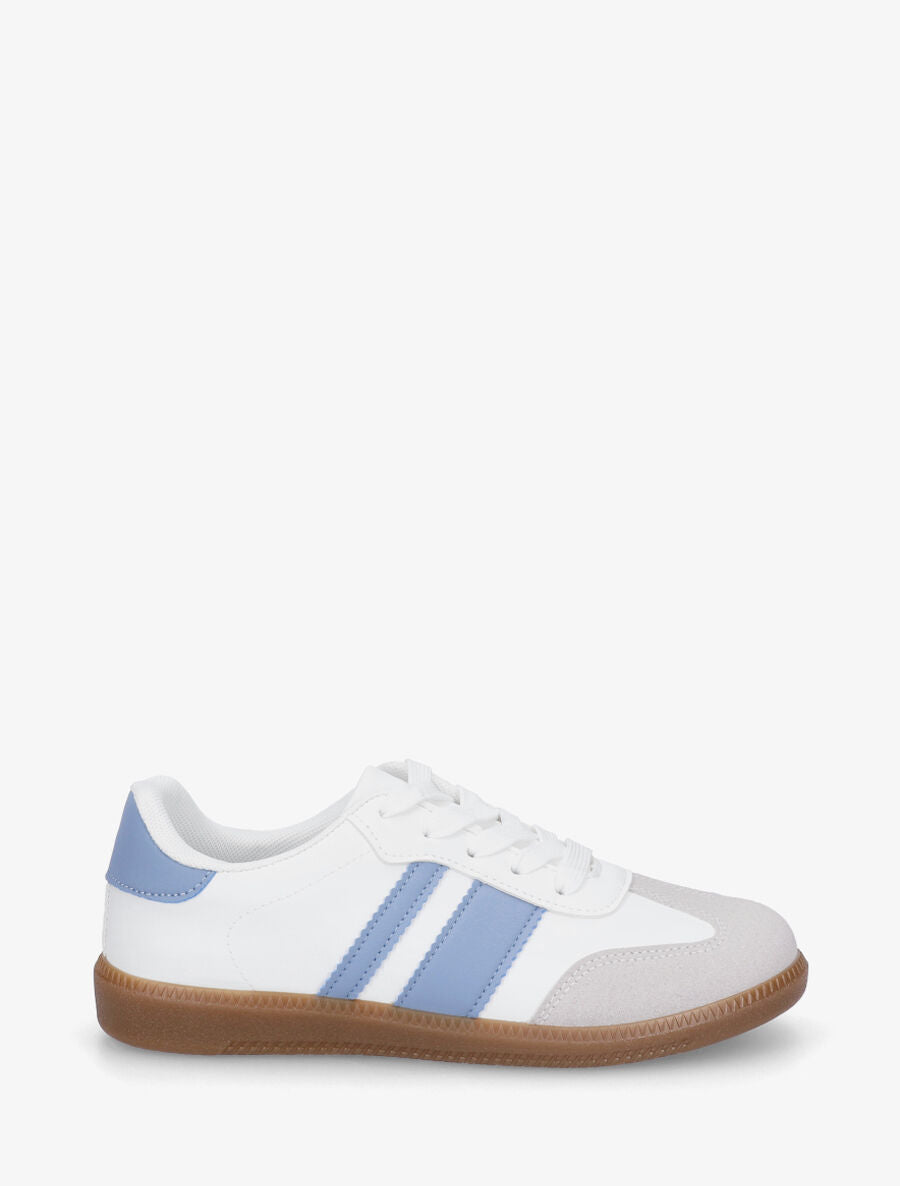Sneakers en simili bi-matière - Bleu - 5