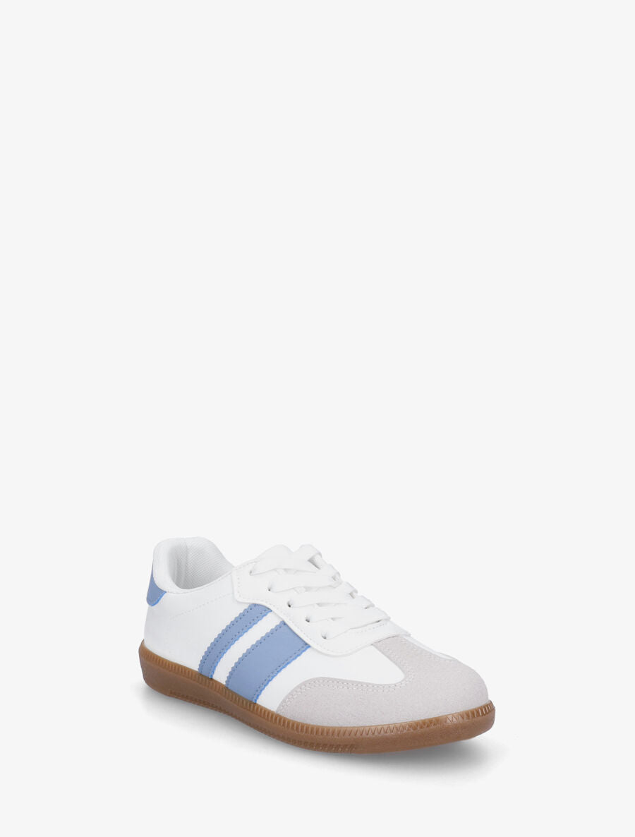 Sneakers en simili bi-matière - Bleu - 2