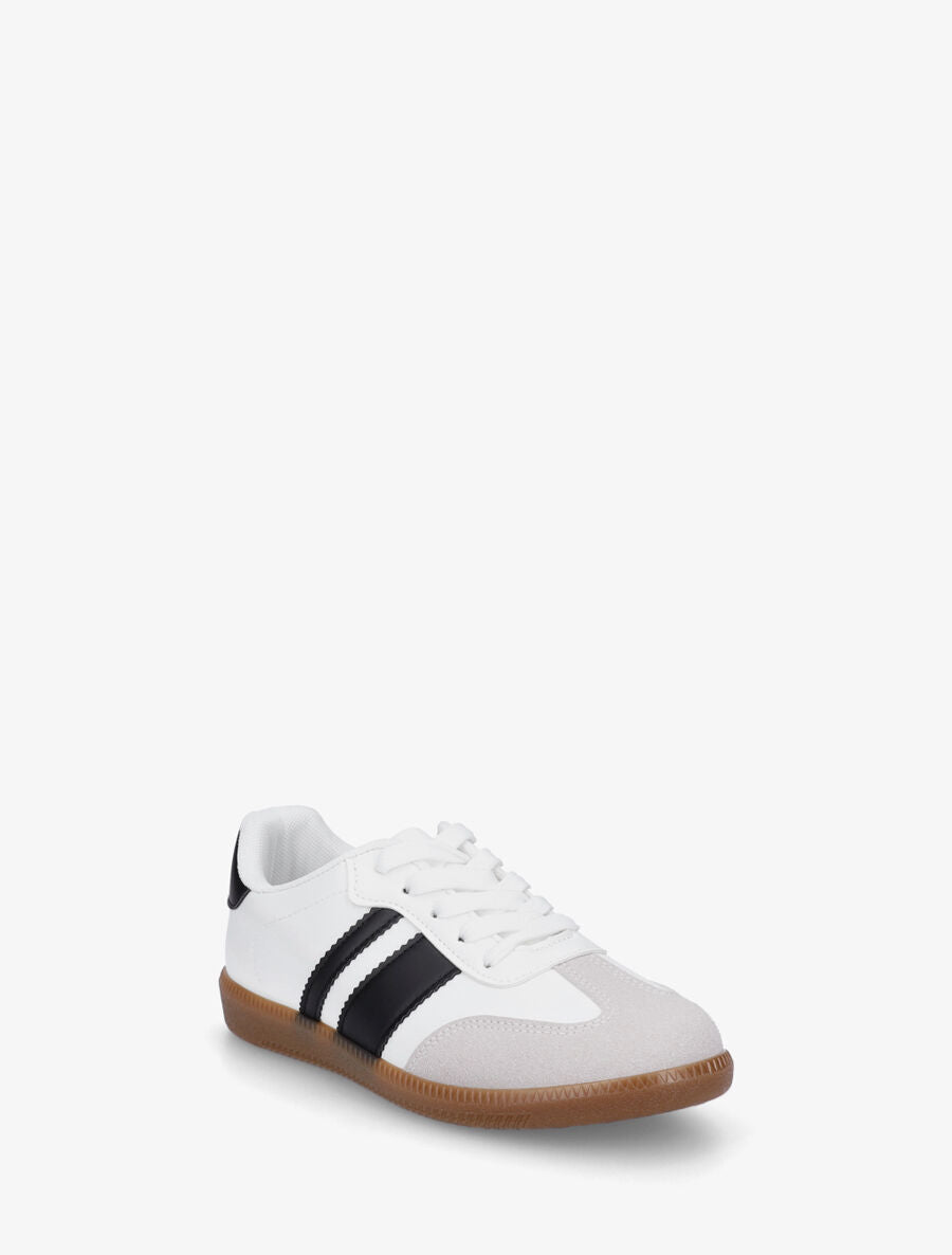 Sneakers en simili bi-matière - Blanc - 2