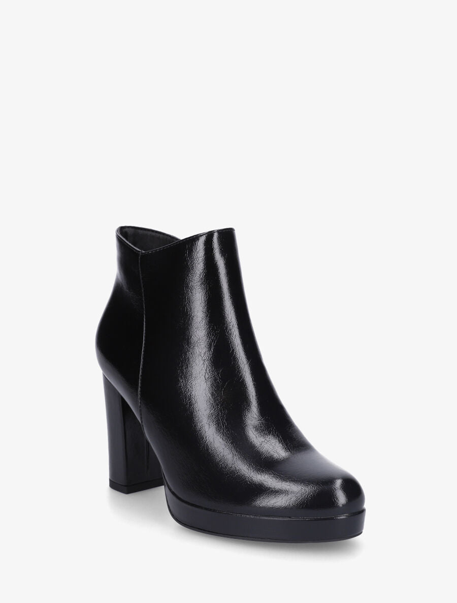 Bottines en simili à talon haut - Noir - 2