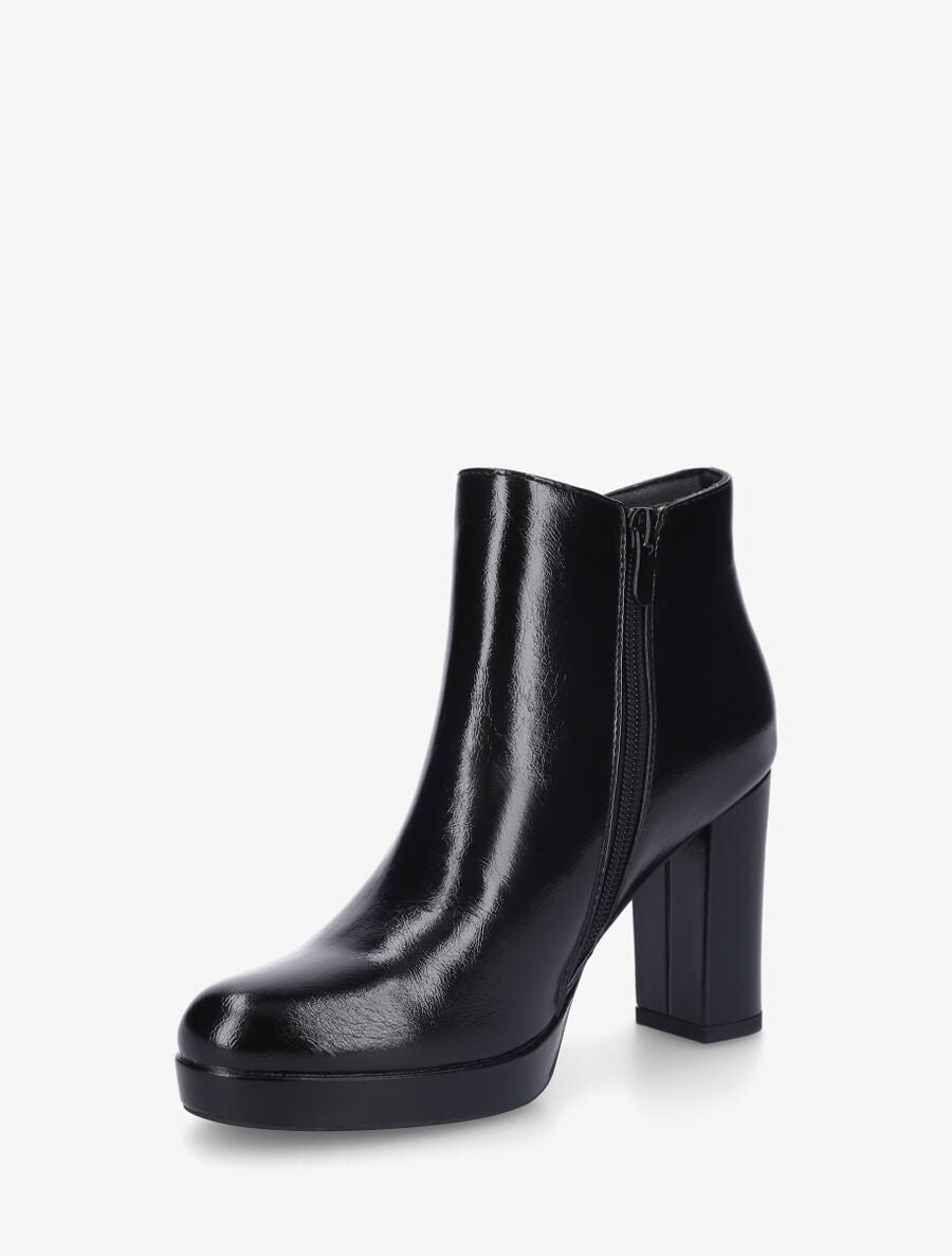Bottines en simili à talon haut - Noir - 3