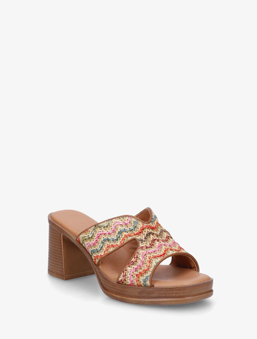 Mules à talon effet tressé - Multi - 2