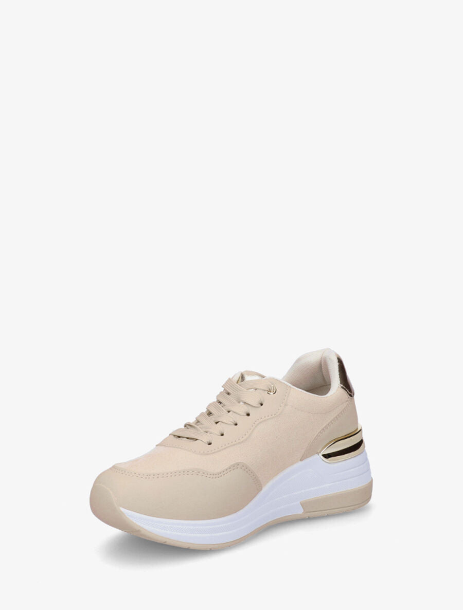 Baskets bimatière motif en strass - Beige - 3