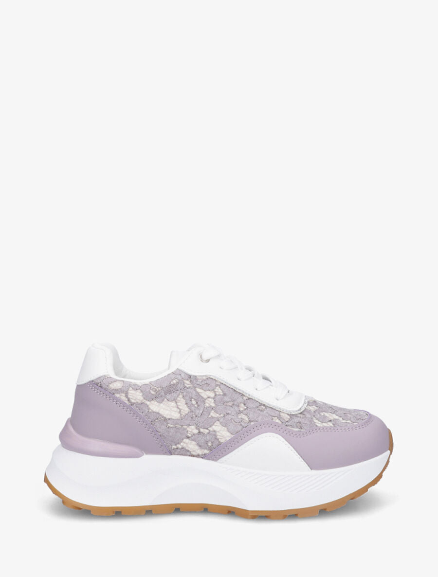 Baskets à empiècement dentelle - Lilas - 5
