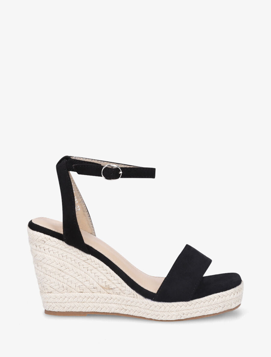 Sandales compensées en suédine - Noir - 2