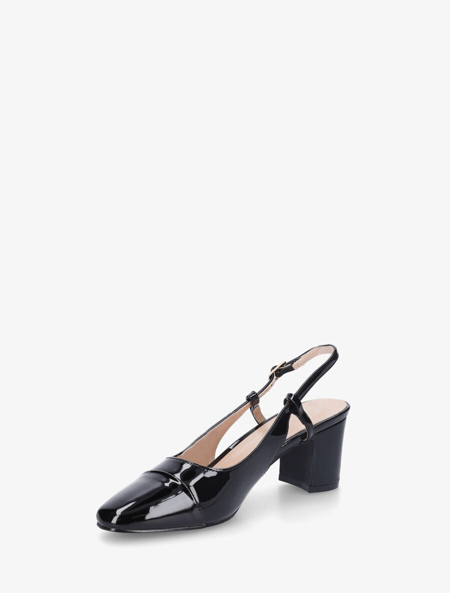 Sandales vernies bicolore à talon - Noir - 3