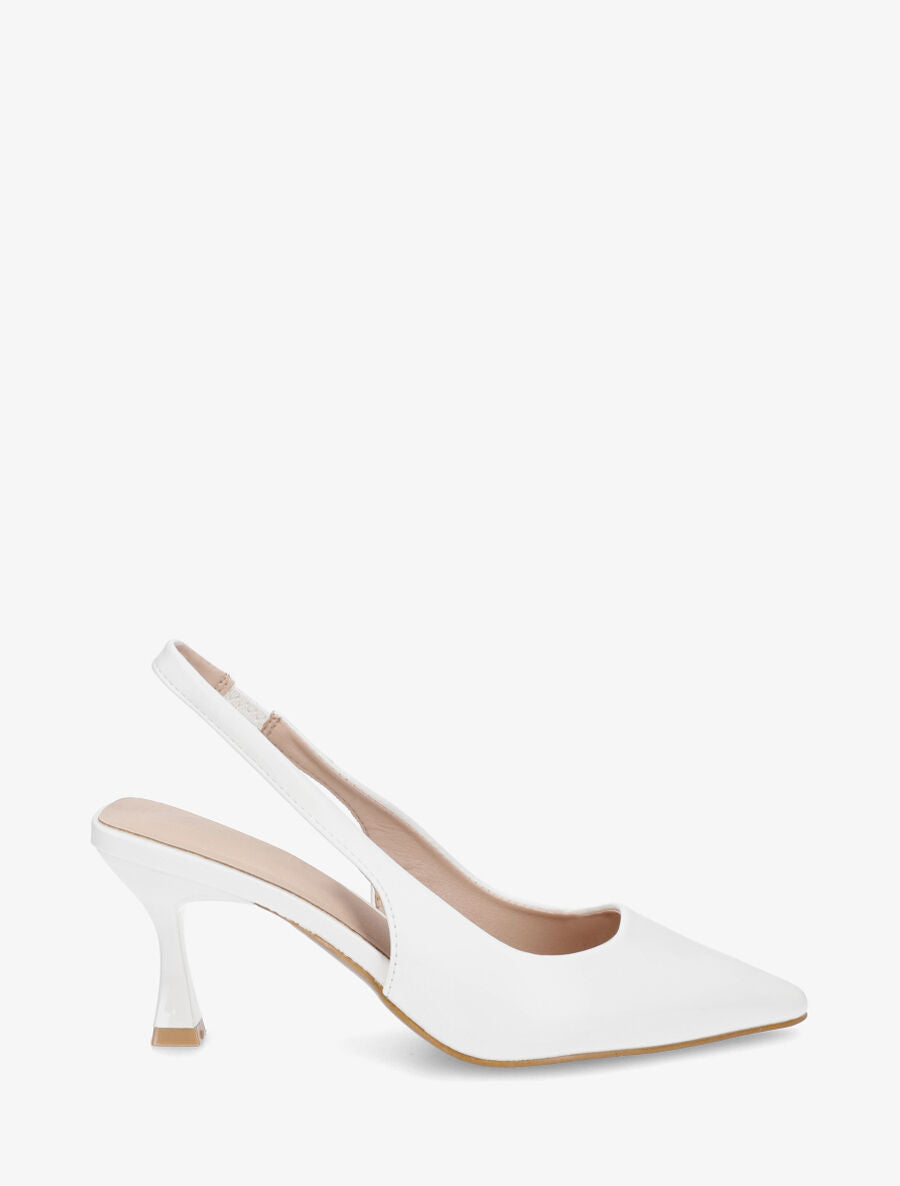 Escarpins bout pointu et talon bobine - Blanc - 5