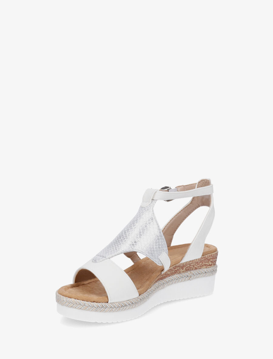 Sandales compensées à ganse python - Blanc - 3