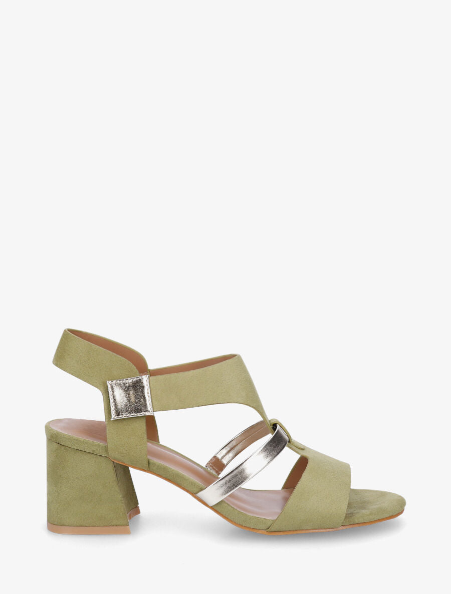 Sandales en suédine à liseré irisé - Vert - 1