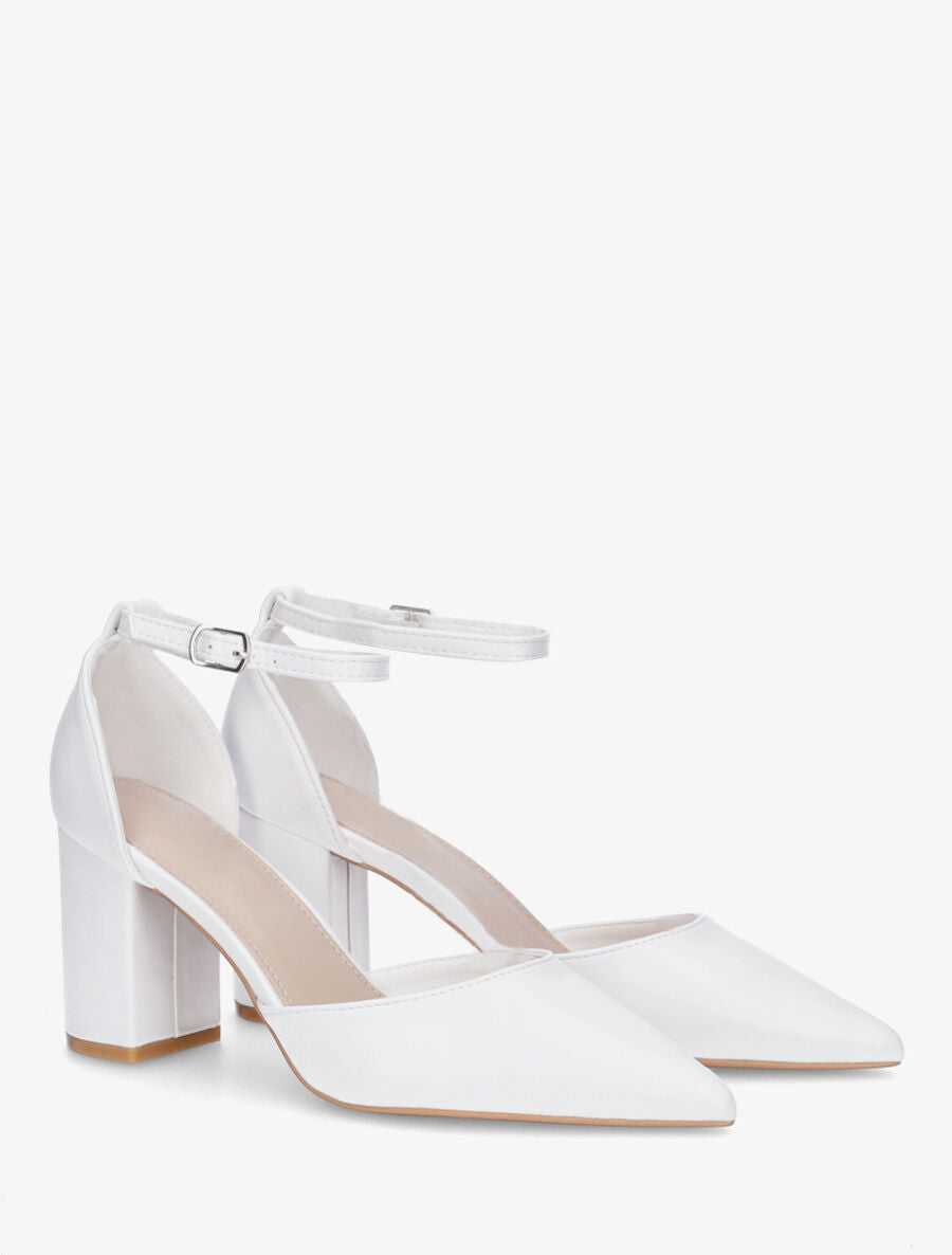 Escarpins à talon bloc et bouts pointus - Blanc - 4