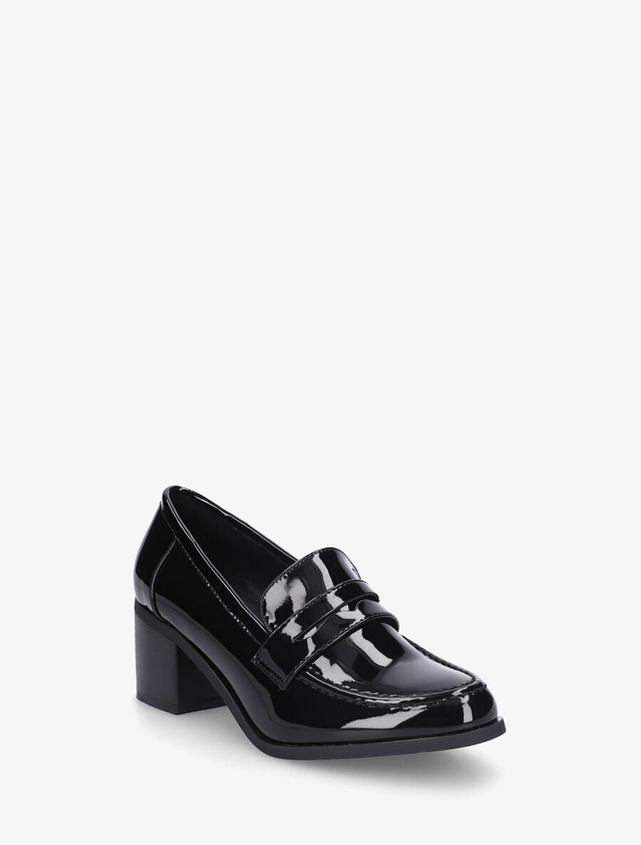 Mocassins vernis à talon - Noir - 2