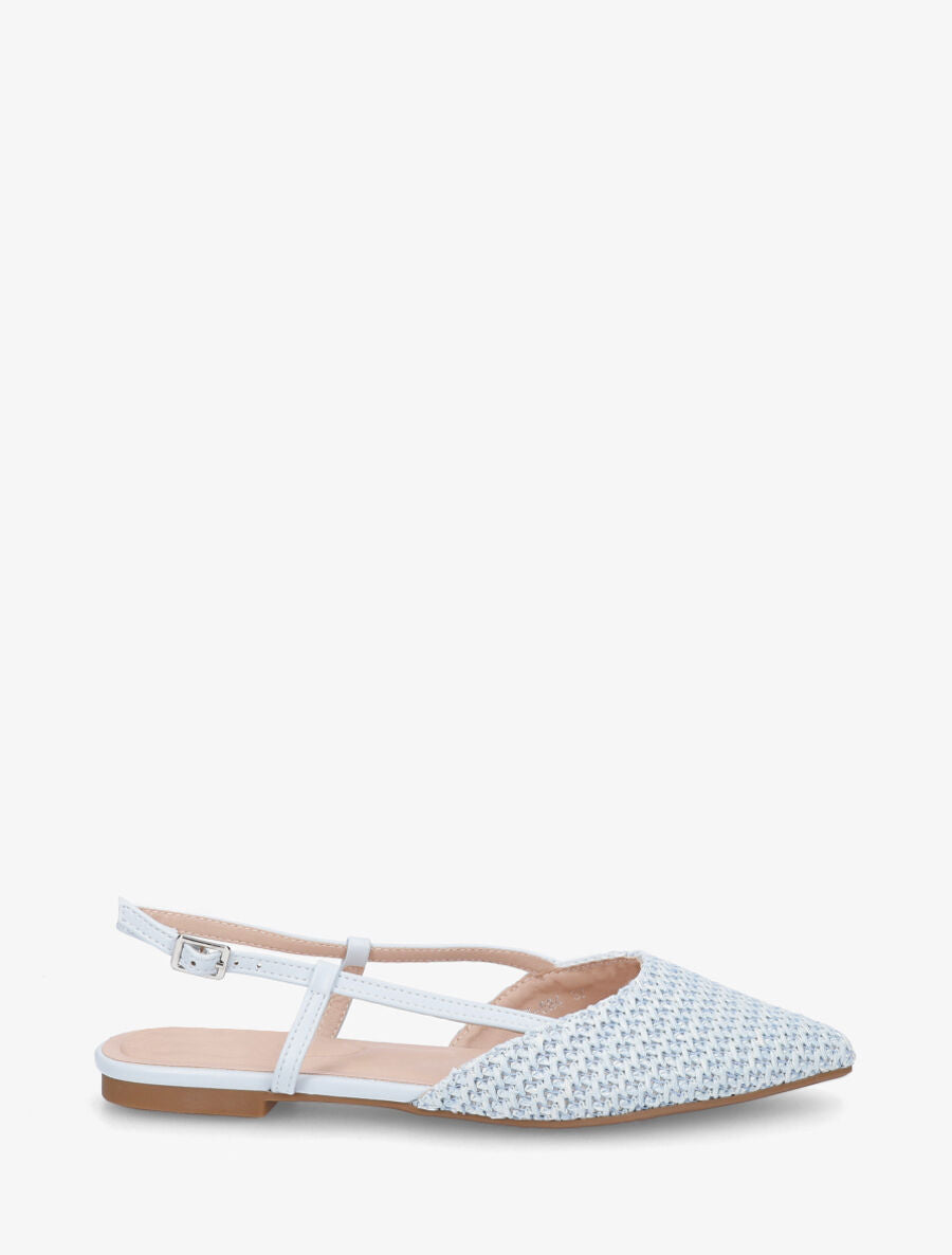 Ballerines pointus effet tressé à talon ouvert - Bleu clair - 5