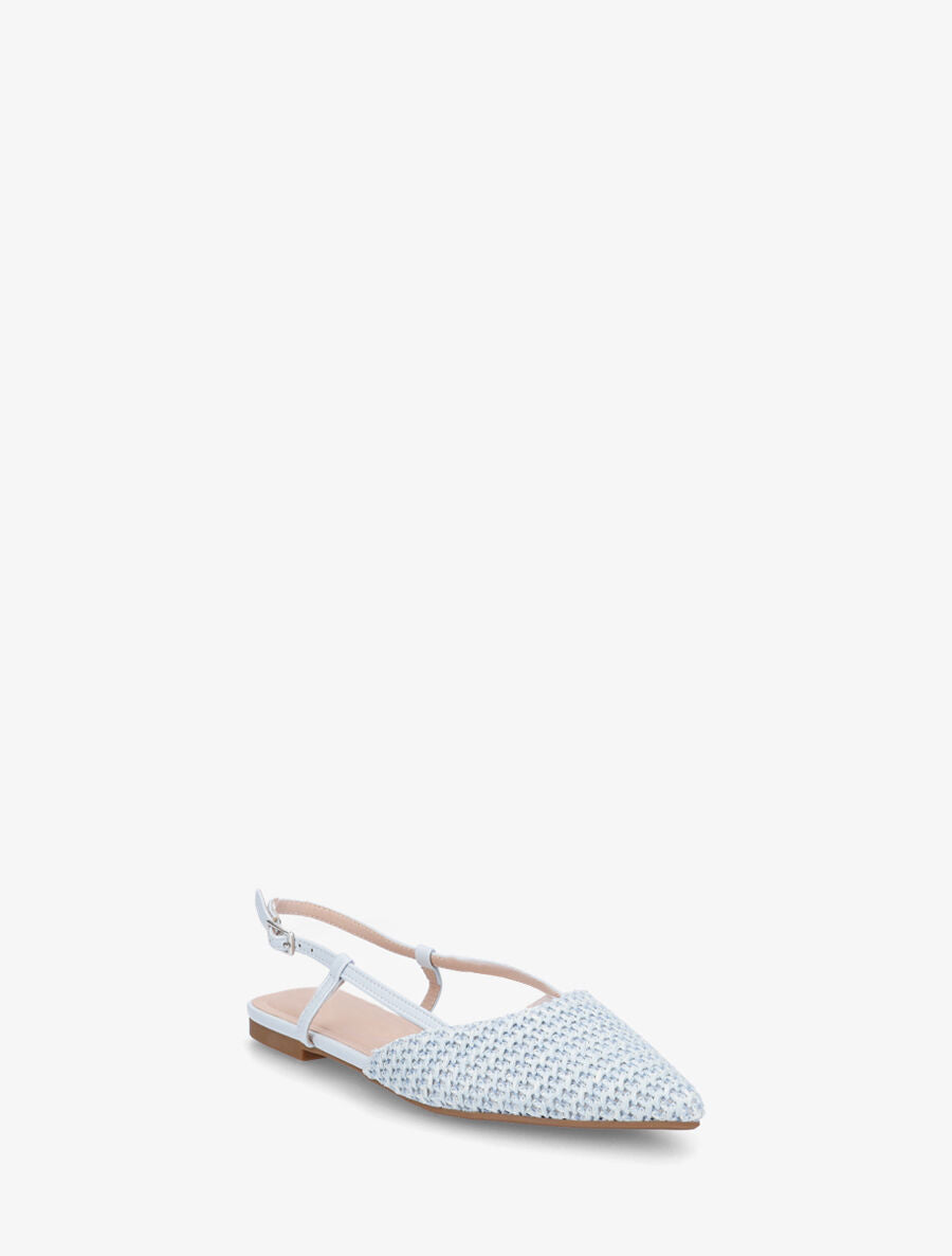 Ballerines pointus effet tressé à talon ouvert - Bleu clair - 2