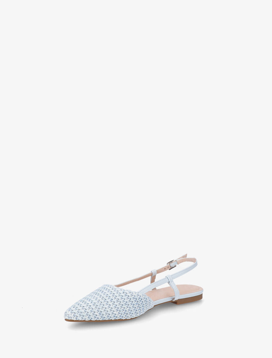 Ballerines pointus effet tressé à talon ouvert - Bleu clair - 3