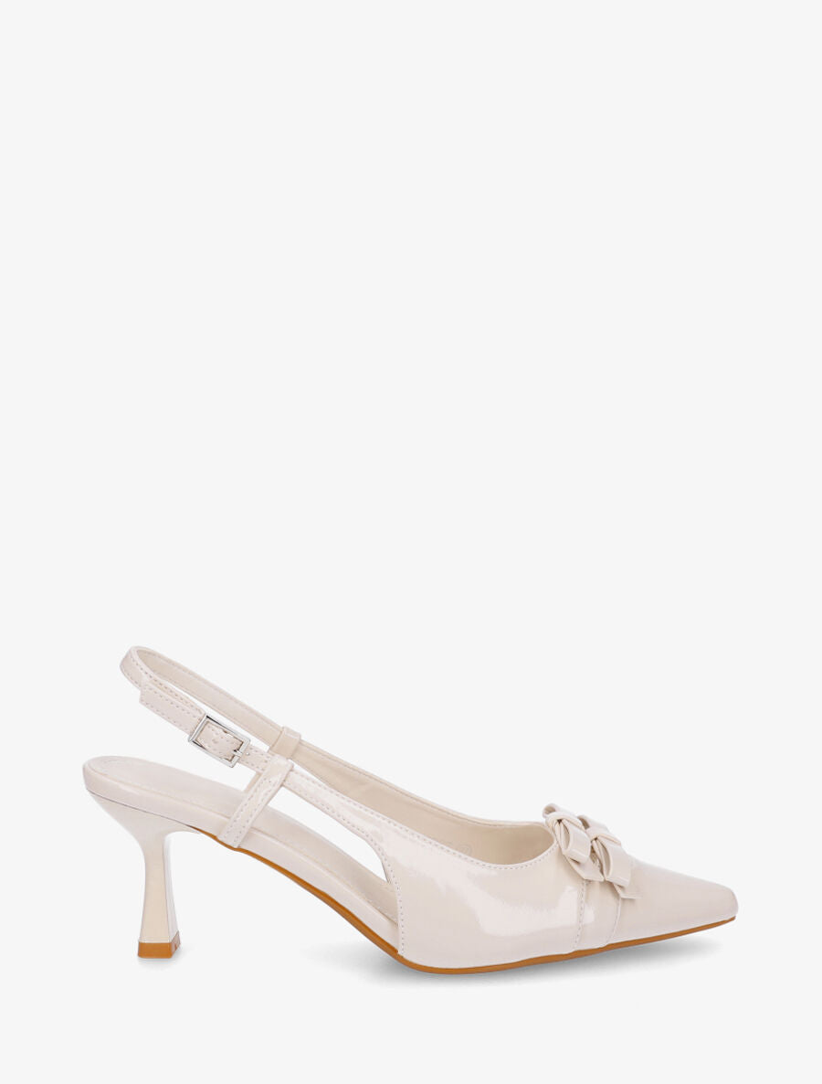 Escarpins pointus vernis à noeuds - Beige - 5