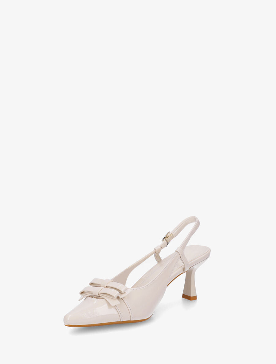Escarpins pointus vernis à noeuds - Beige - 3