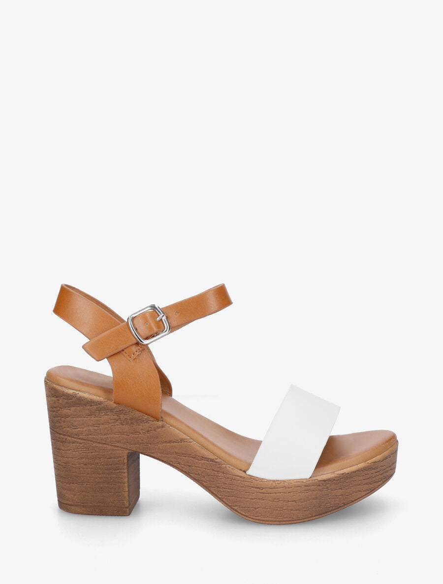 Sandales à talon haut en simili - Blanc - 1