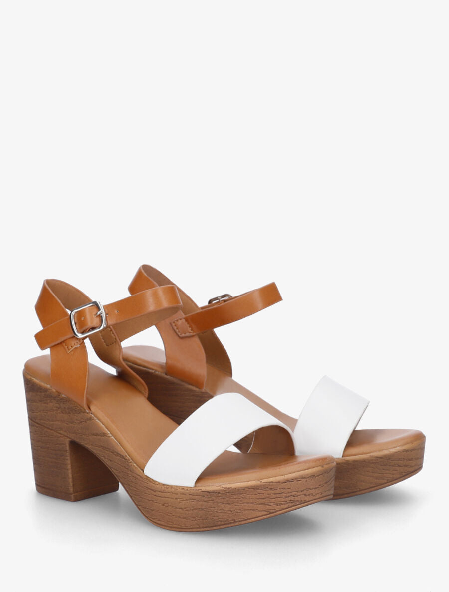 Sandales à talon haut en simili - Blanc - 4