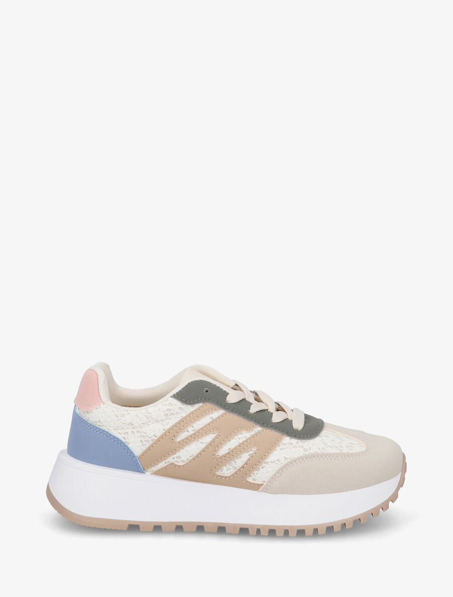 Baskets en simili et dentelle - Rose - 5