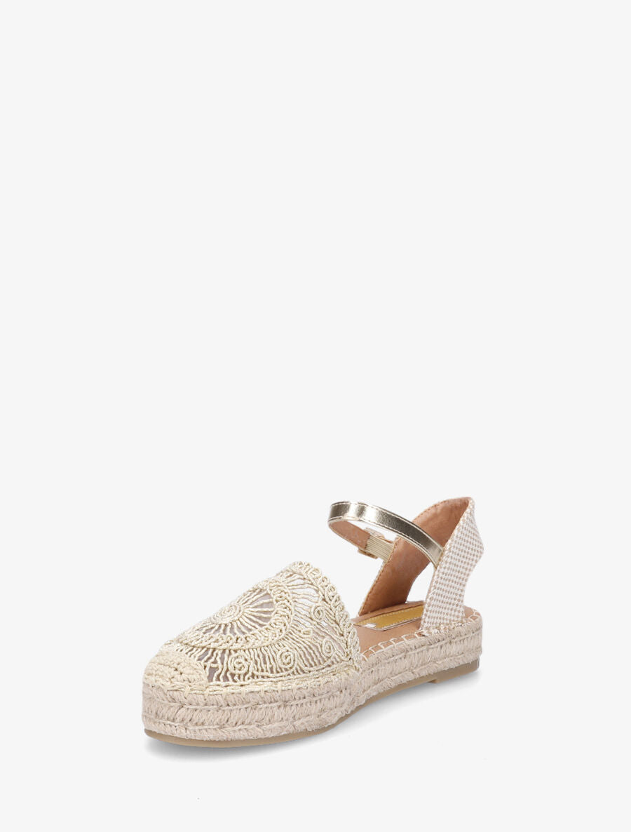Espadrilles plates en crochet fantasie - Or - 3