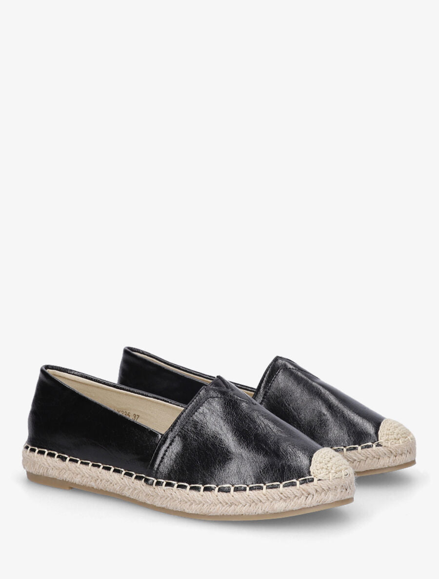 Espadrilles plates en simili nacré - Noir - 4