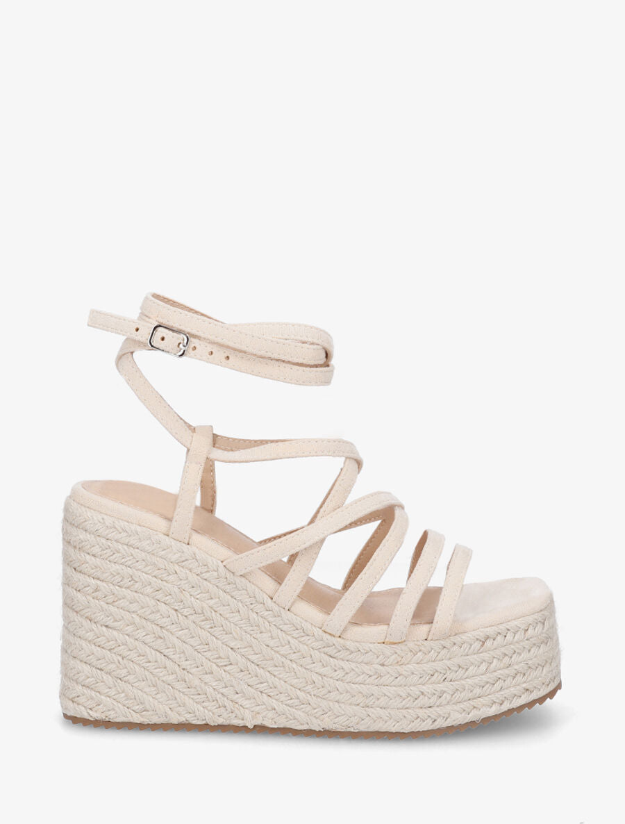 Sandales hautes à nouer - Beige - 5