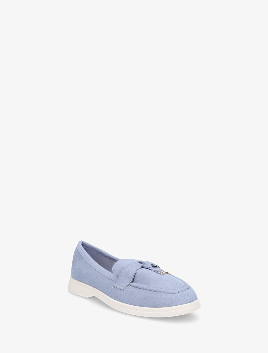 Mocassins plates en suédine - Bleu ciel - 2