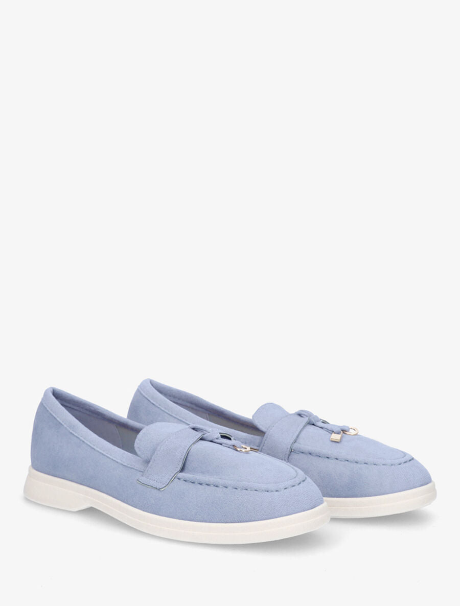 Mocassins plates en suédine - Bleu ciel - 4