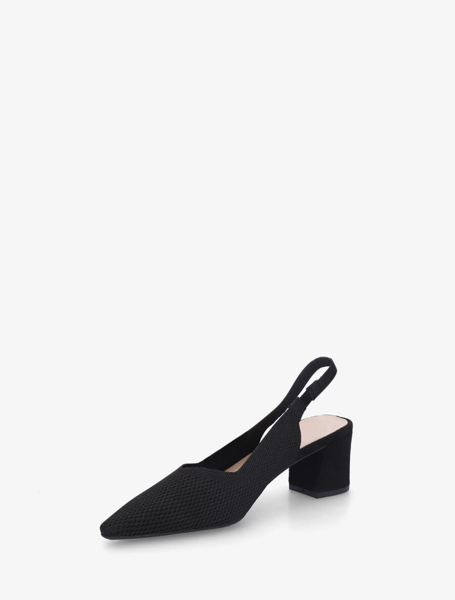 Escarpins bimatière à talon carré - Noir - 3
