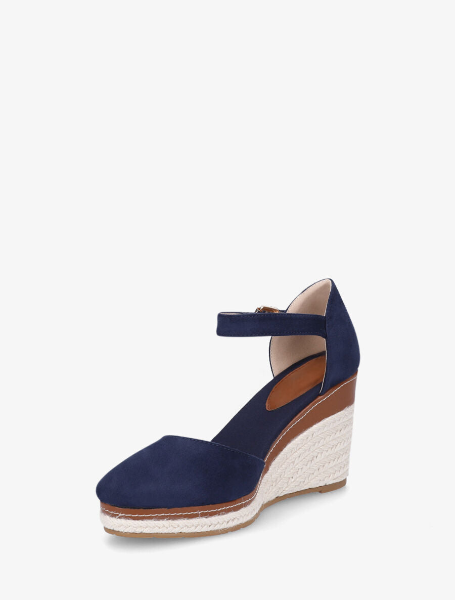Sandales compensées en suédine - Marine - 3