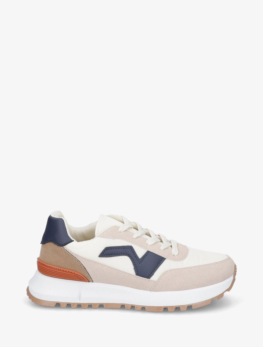 Baskets bi-matière - Beige - 1