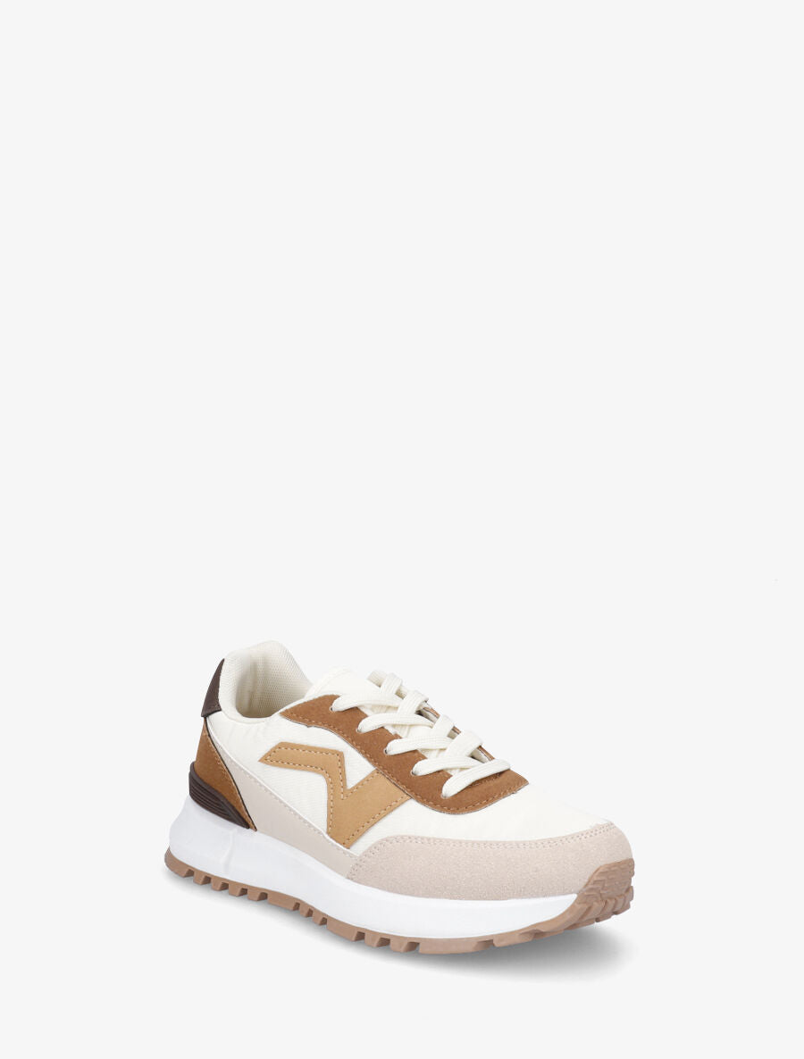 Baskets bi-matière - Camel - 2