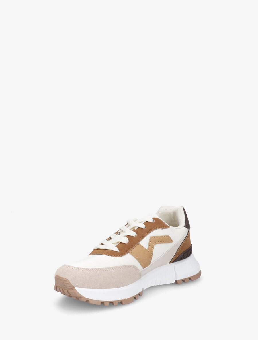 Baskets bi-matière - Camel - 3