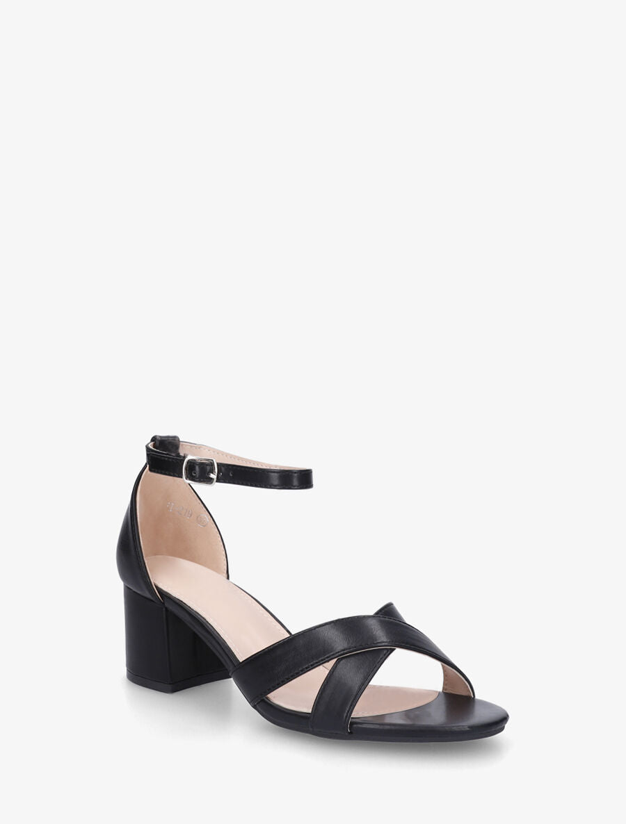 Sandales en simili à brides croisées - Noir - 2
