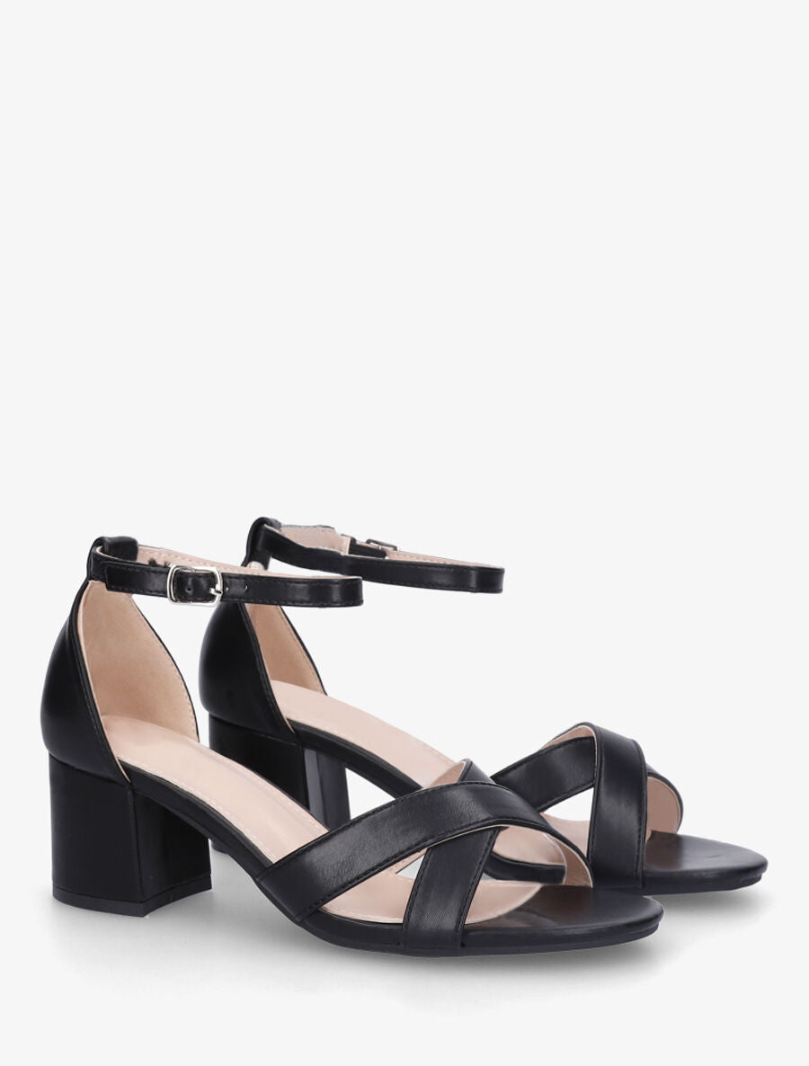 Sandales en simili à brides croisées - Noir - 4