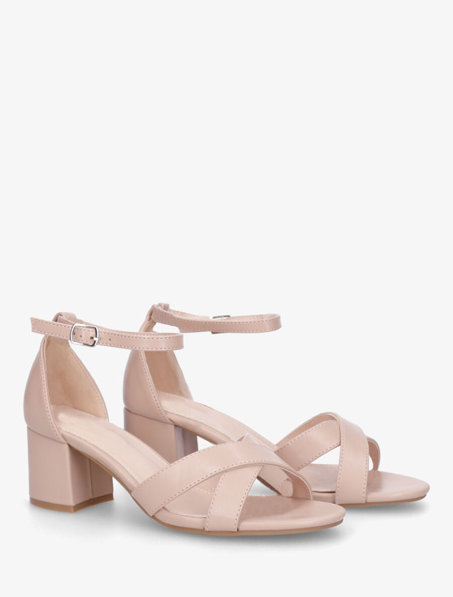 Sandales en simili à brides croisées - Nude - 4