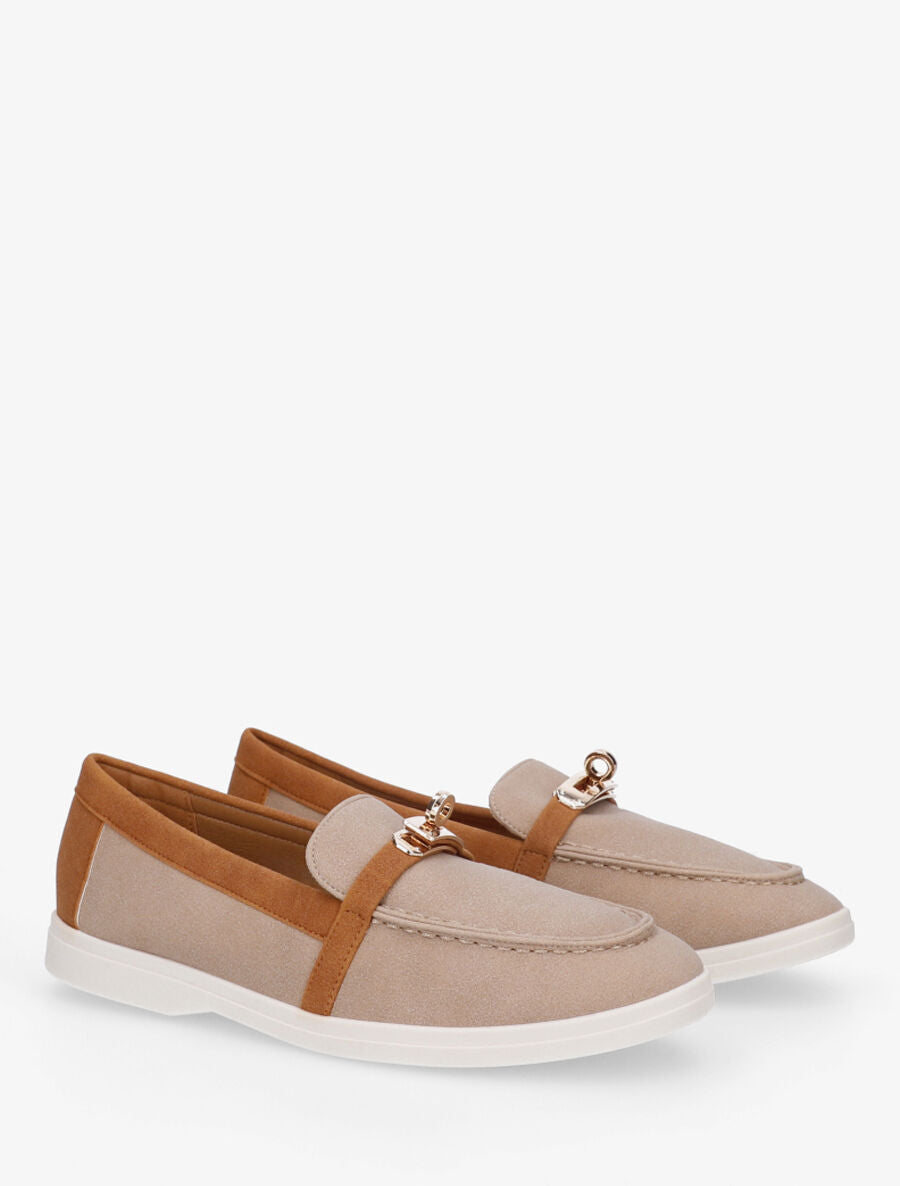 Mocassins bicolore effet nubuck - Taupe - 4