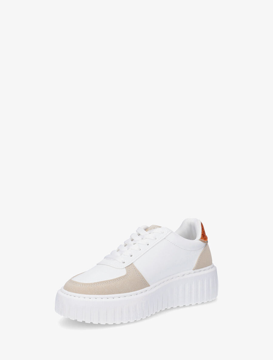 Sneakers en simili à empiècement bijou strassé - Orange - 3