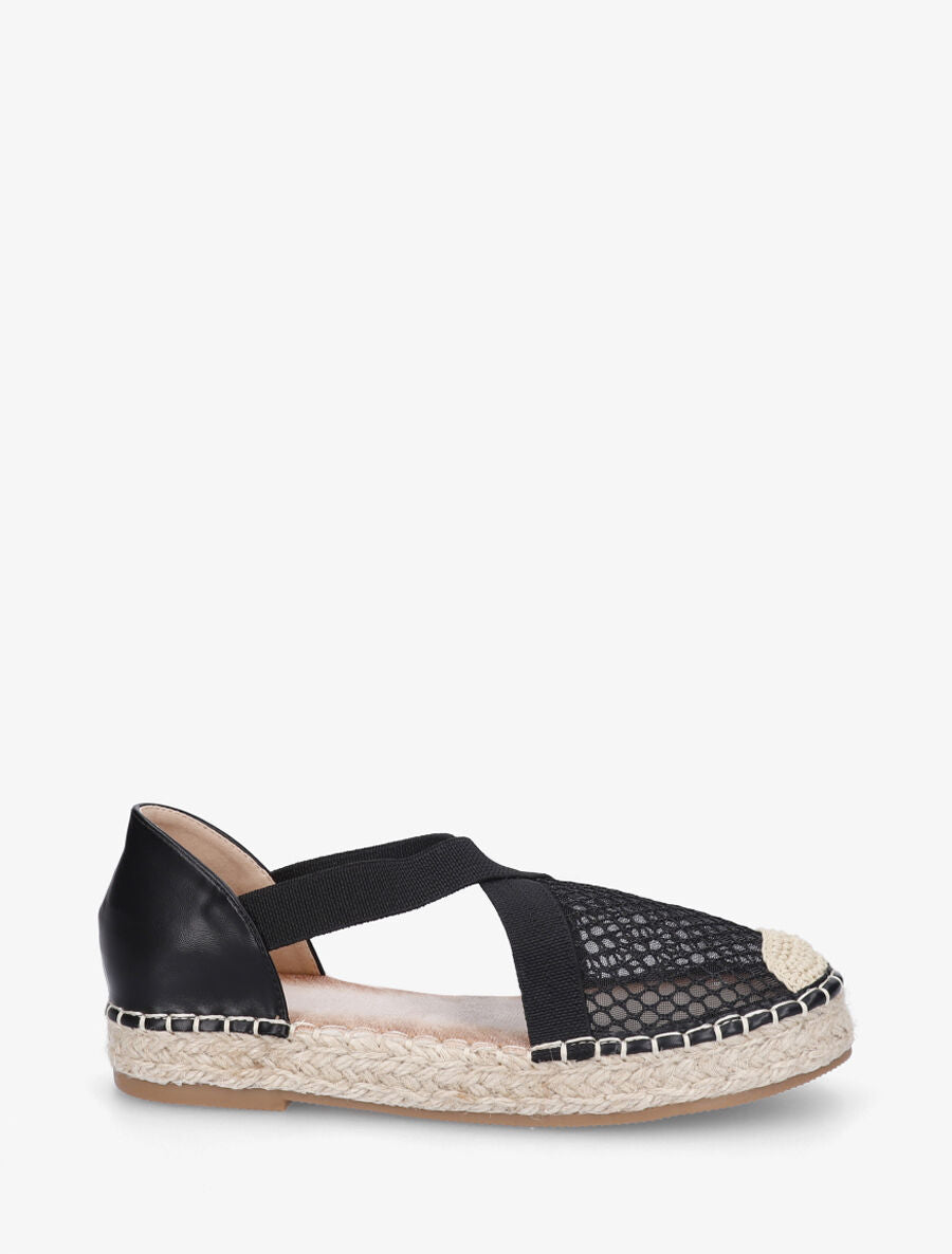 Espadrilles élastiquées effet mesh - Noir - 1