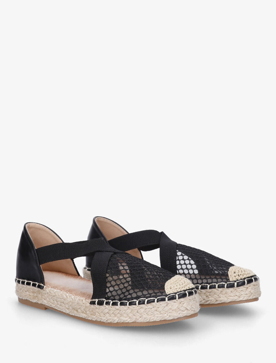 Espadrilles élastiquées effet mesh - Noir - 4