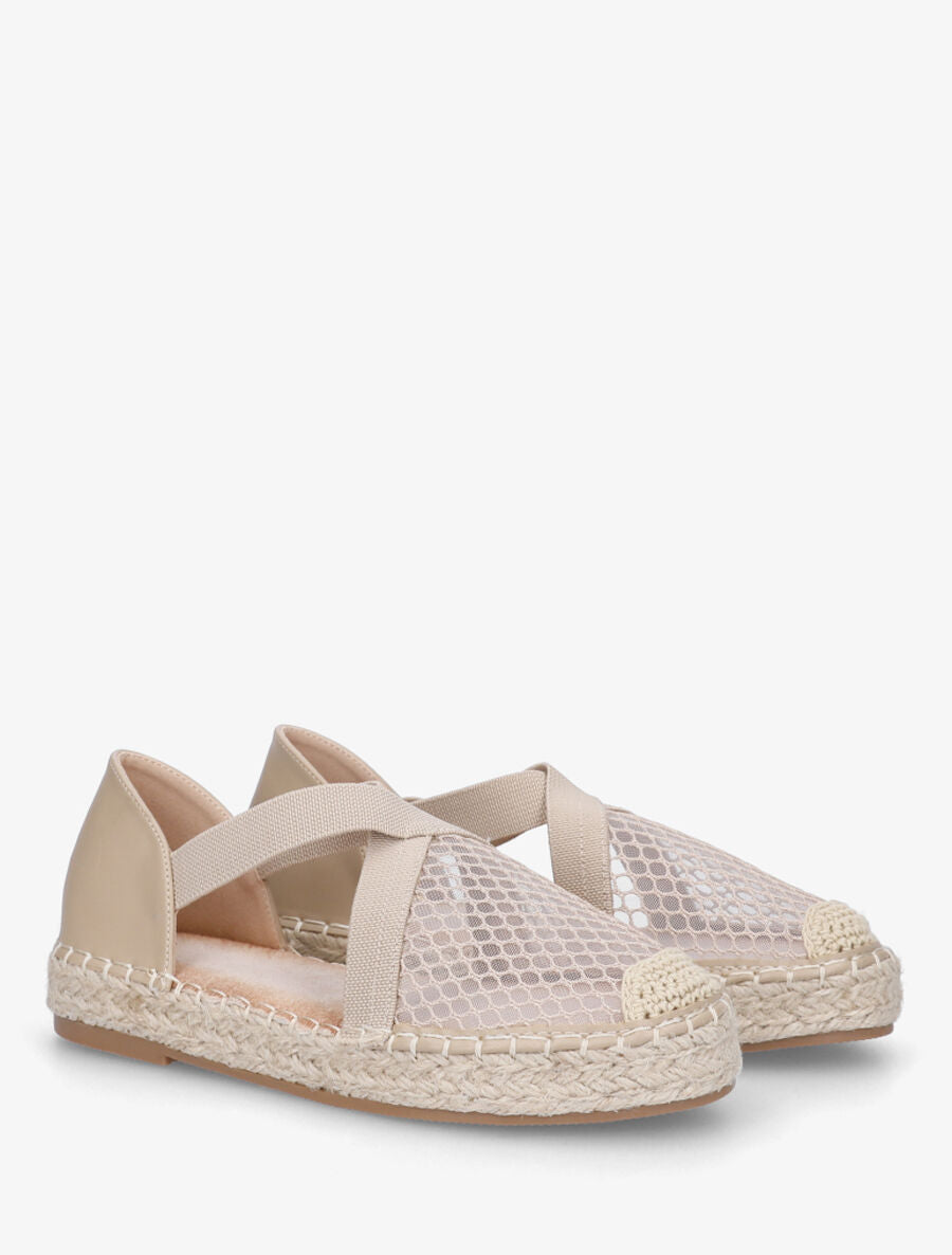 Espadrilles élastiquées effet mesh - Taupe - 4