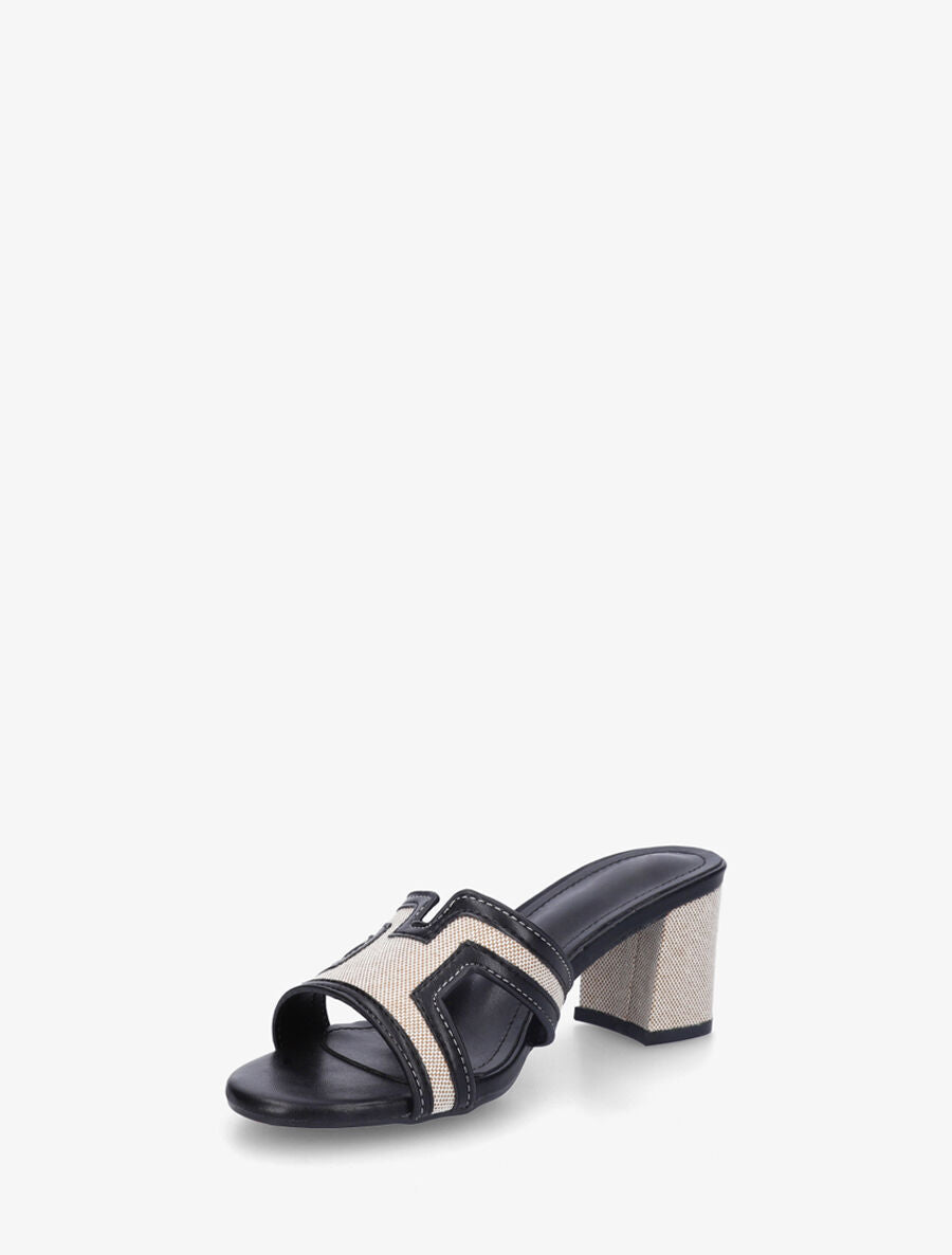 Mules en simili à motif damier - Noir - 3