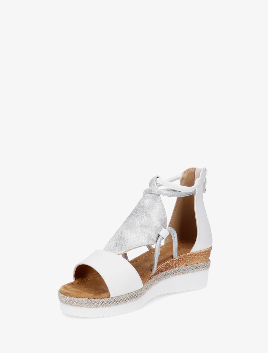 Geprinte parelmoer python sleehakken sandalen - Wit