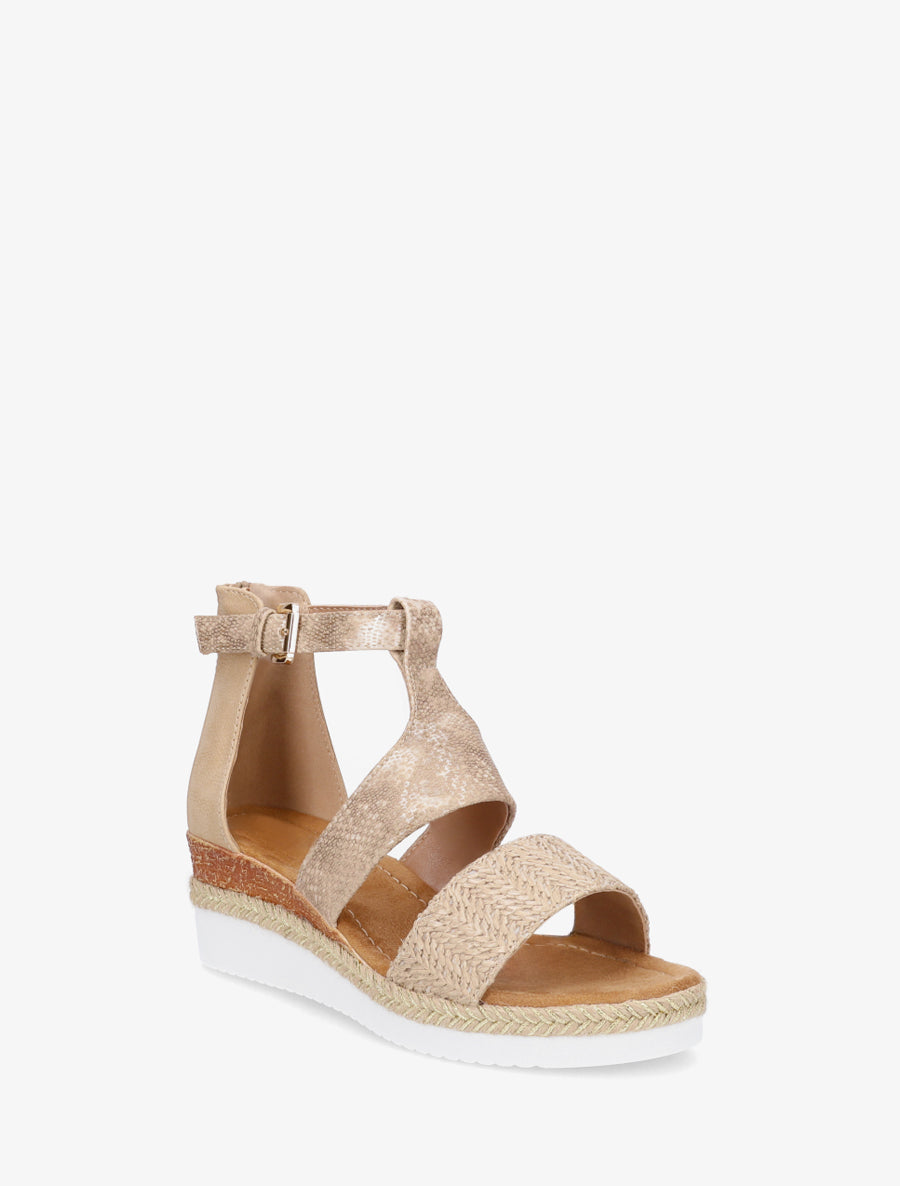 Textuur sleehak sandalen met python detail - Mol