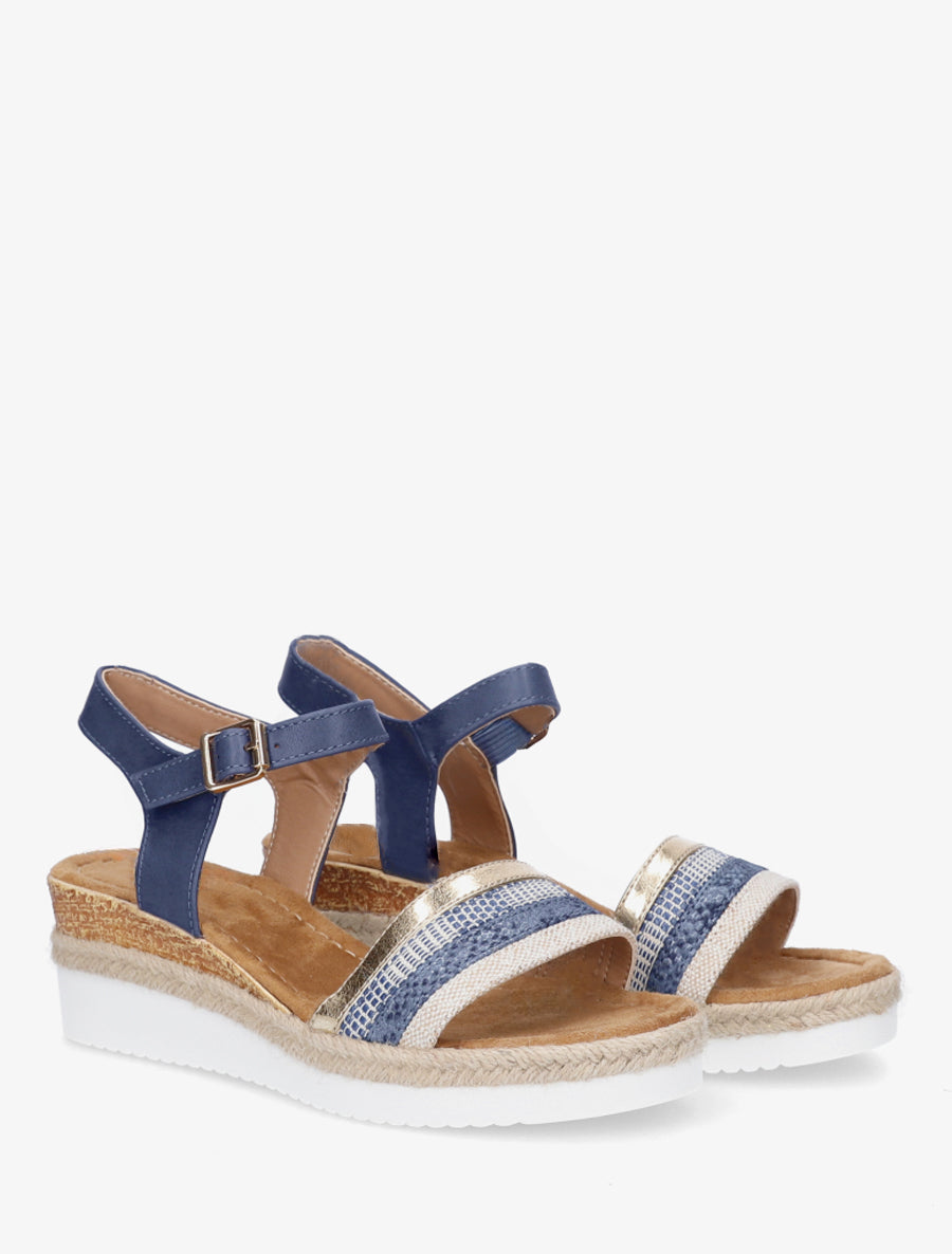 Sleehakken met structuurvlecht - blauw